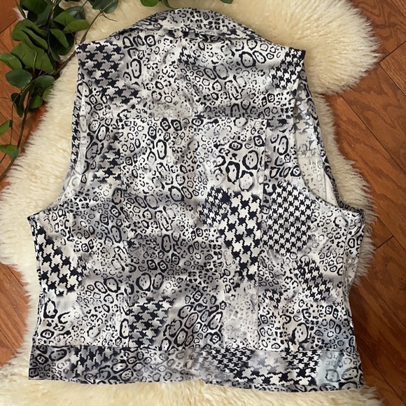 Black & Gray Houndstooth & Snakeskin Denim Vest / Small - Picture 8 of 11